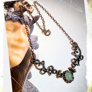 Jack Boyd 70s Aventurine Sterling Bronze Necklace